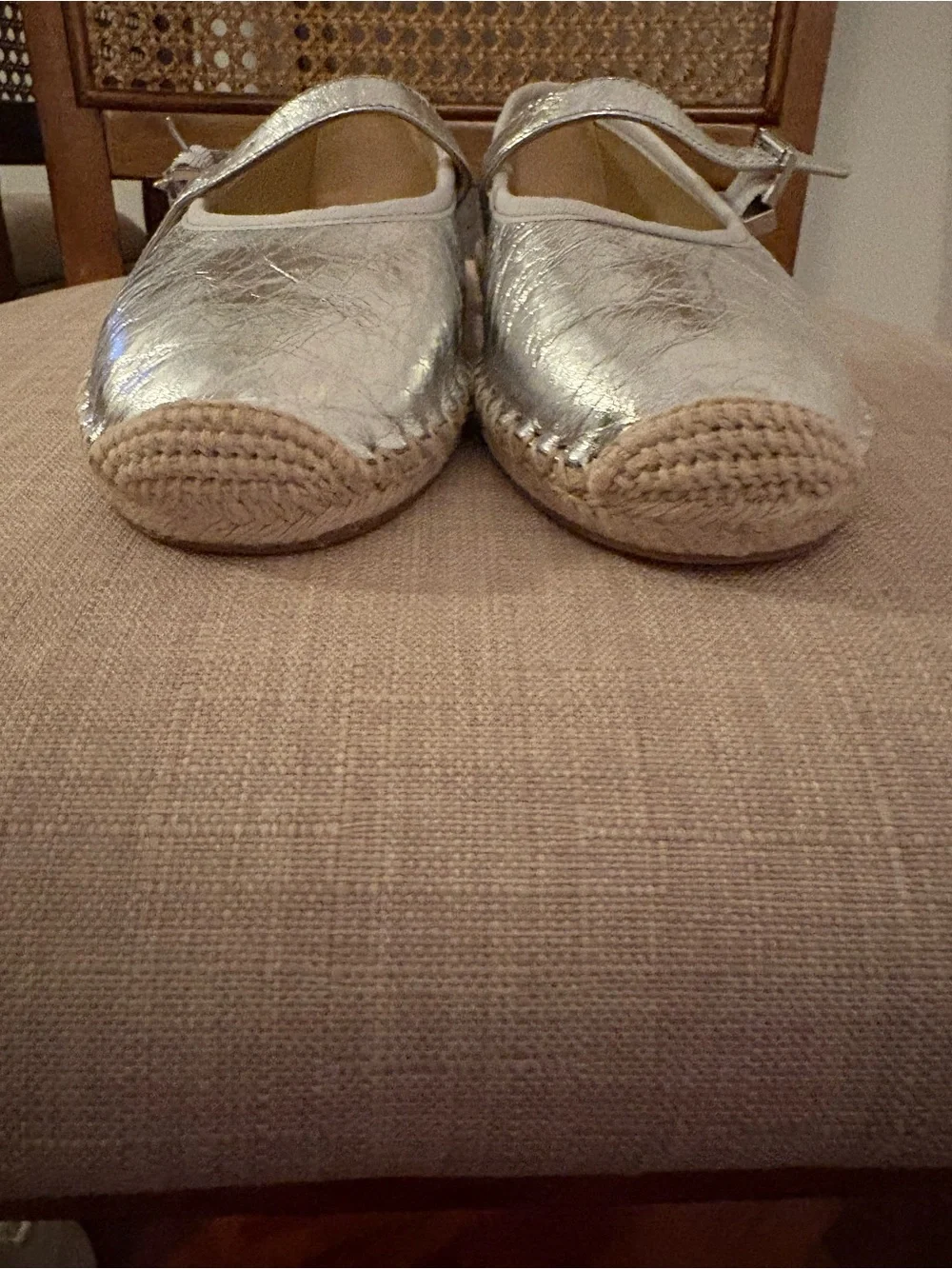 NEW Michael Kors silver Mary Jane Espadrille Flats